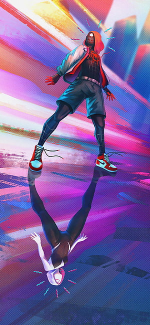 Miles Morales Spider-Man Into The Spider-Verse Artwork With Neon Reflection, Spiderman : r/, spider man into the spider verse HD phone wallpaper