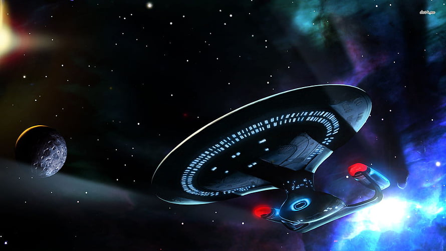 Star Trek USS Enterprise NCC-1701 Starship in Deep Space with Nebula and Planet HD wallpaper