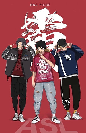 One Piece Modern Streetwear Illustration Featuring Luffy and Crew in Urban Fashion HD phone wallpaper