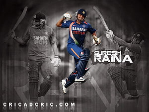 Suresh Raina in Action Wearing Sahara India Cricket Jersey HD wallpaper