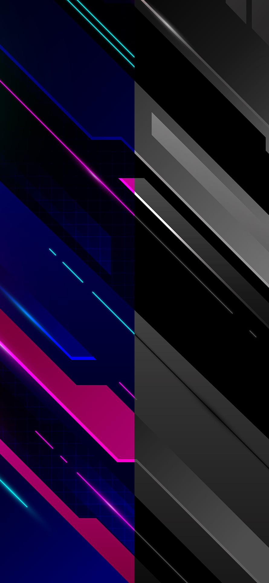 Abstract Geometric Neon Diagonal Lines on Dark Background HD phone wallpaper