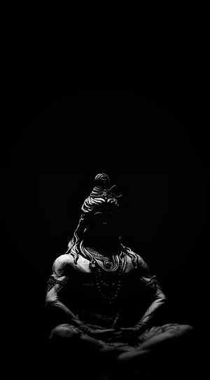 Hanuman Meditating in Dark Monochrome Sculpture Style, Hindu lord, hanuman amoled HD phone wallpaper