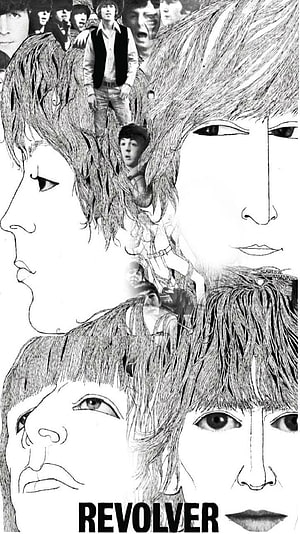 The Beatles Revolver Album Artwork Black and White Collage HD phone wallpaper