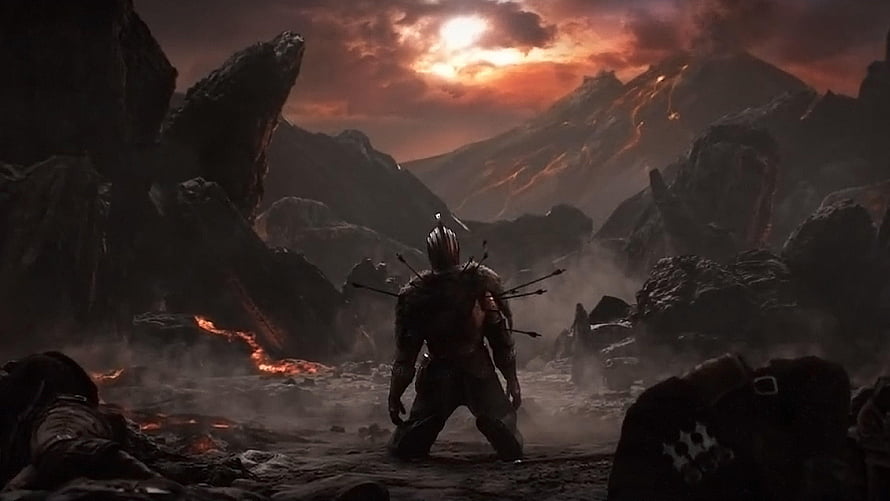 Dark Souls 3 Warrior Standing in Volcanic Battlefield with Arrows in Back HD wallpaper