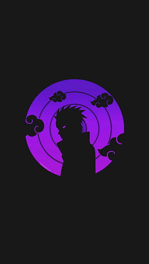 Naruto Rinnegan Silhouette with Purple Chakra Aura and Cloud Motifs HD phone wallpaper