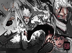 Dandadan manga panel featuring a monstrous transformation and intense action scene HD wallpaper