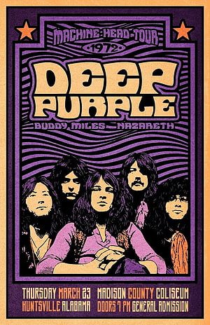Deep Purple 1972 Machine Head Tour Concert Poster with Buddy Miles and Nazareth HD phone wallpaper