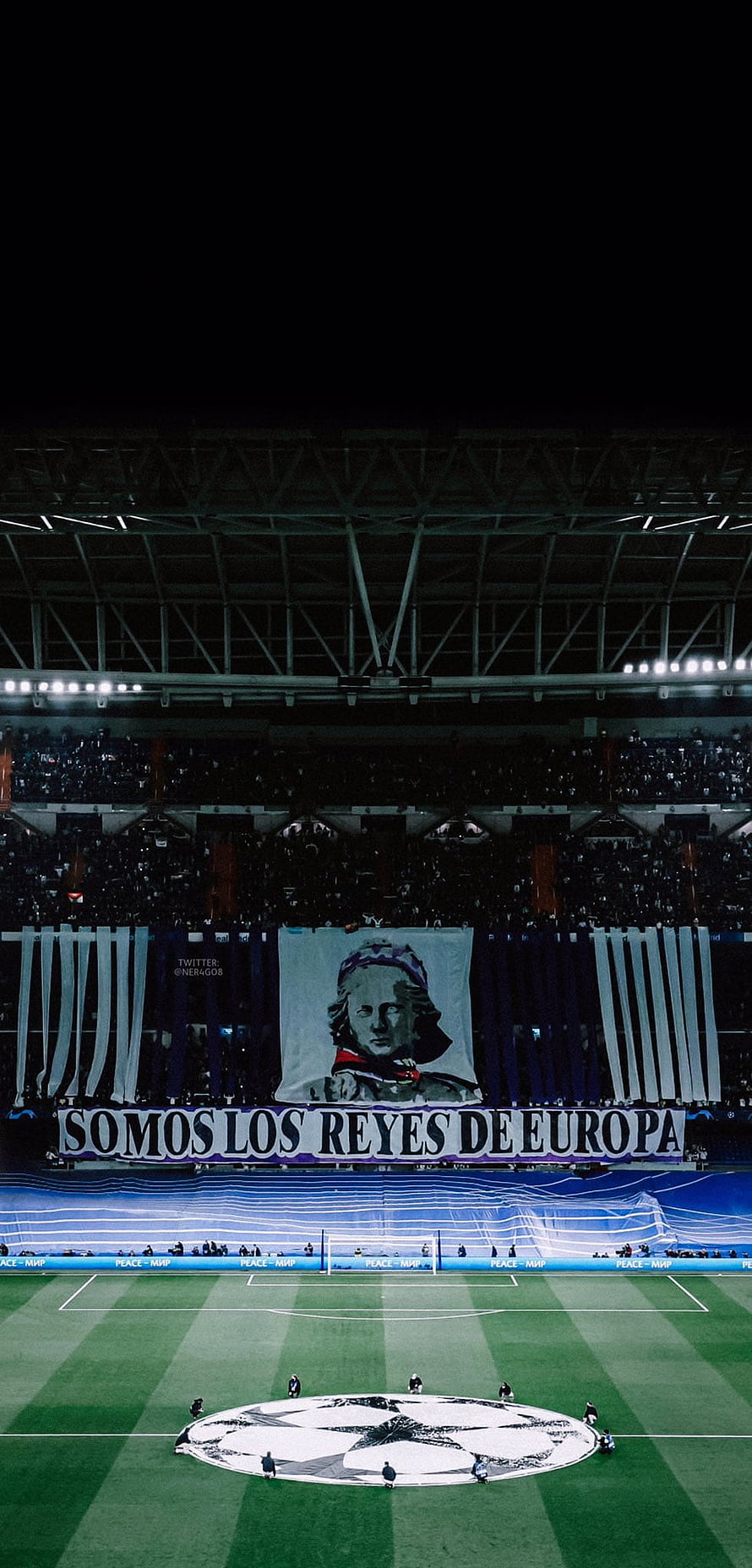 Real Madrid Champions League Stadium Tifo Display and Pitch Banner HD phone wallpaper