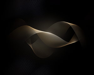 Elegant Golden Wave Lines on Black Background Abstract Minimalist Art HD wallpaper