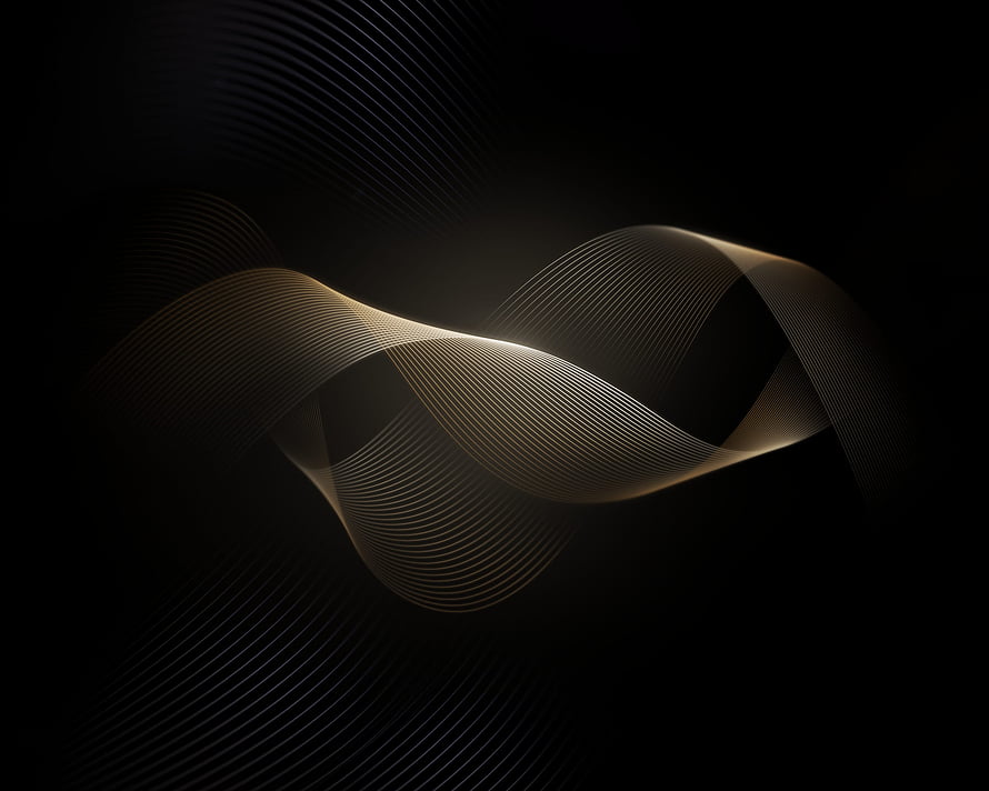 Elegant Golden Wave Lines on Black Background Abstract Minimalist Art HD wallpaper