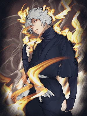 Gabimaru from Hell's Paradise Jigokuraku Enveloped in Flames Anime Illustration HD phone wallpaper