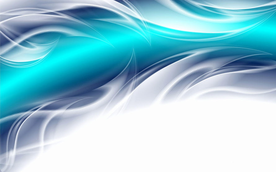 Abstract Flowing Waves in Cyan and White with Smooth Curved Lines HD wallpaper