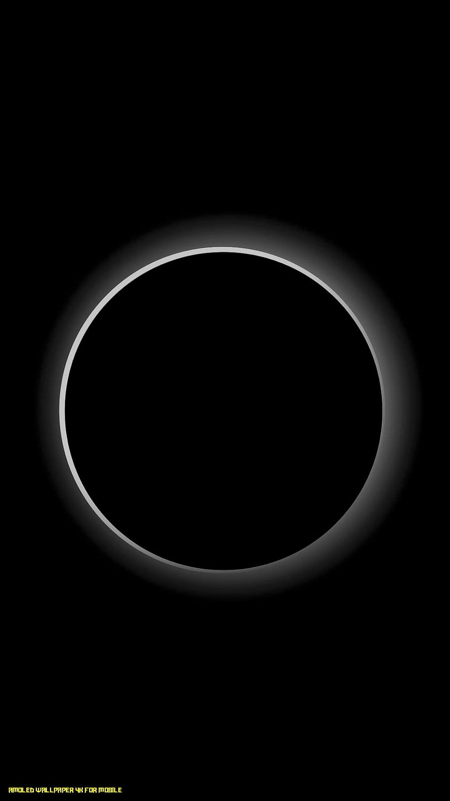 Minimalist Black AMOLED Circle with Soft White Glow Ring HD phone wallpaper