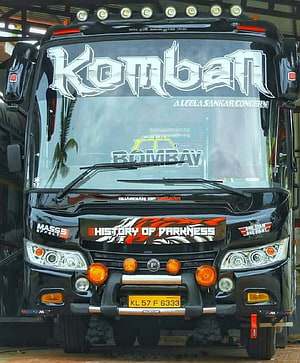 Komban Movie Black Bus Front View with Custom Decals and Headlights HD phone wallpaper
