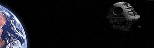 Death Star Orbiting Earth in Deep Space HD wallpaper