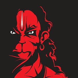 Hanuman Red Silhouette Portrait with Fierce Expression and Traditional Earring, Bajrang art Jai bajrang bali Graphics ART, hanuman cartoon HD phone wallpaper