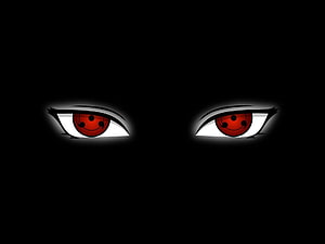 Glowing Red Sharingan Eyes in Dark Anime Style HD wallpaper