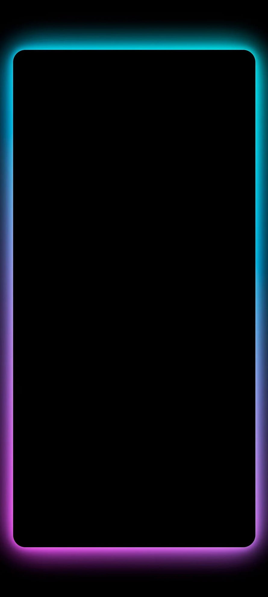 Minimalist AMOLED Black Wallpaper with Cyan and Magenta Neon Border Glow HD phone wallpaper