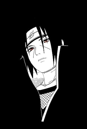 Itachi Uchiha Minimalist Black and White Line Art Portrait HD phone wallpaper