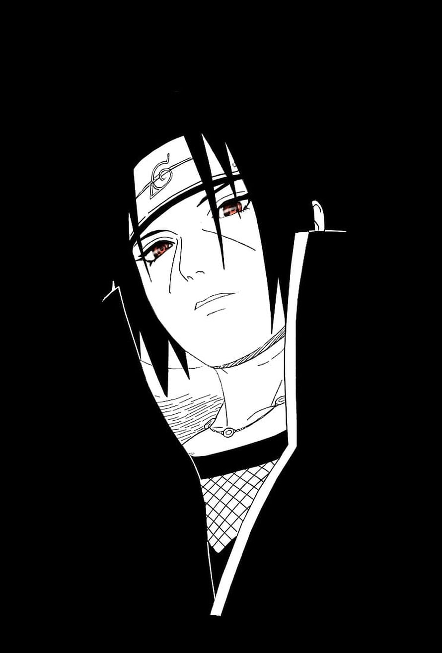 Itachi Uchiha Minimalist Black and White Line Art Portrait HD phone wallpaper