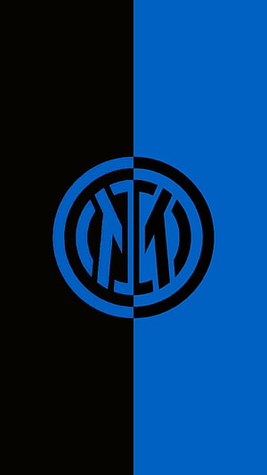 Inter Milan Club Crest on Black and Blue Split Background HD phone wallpaper