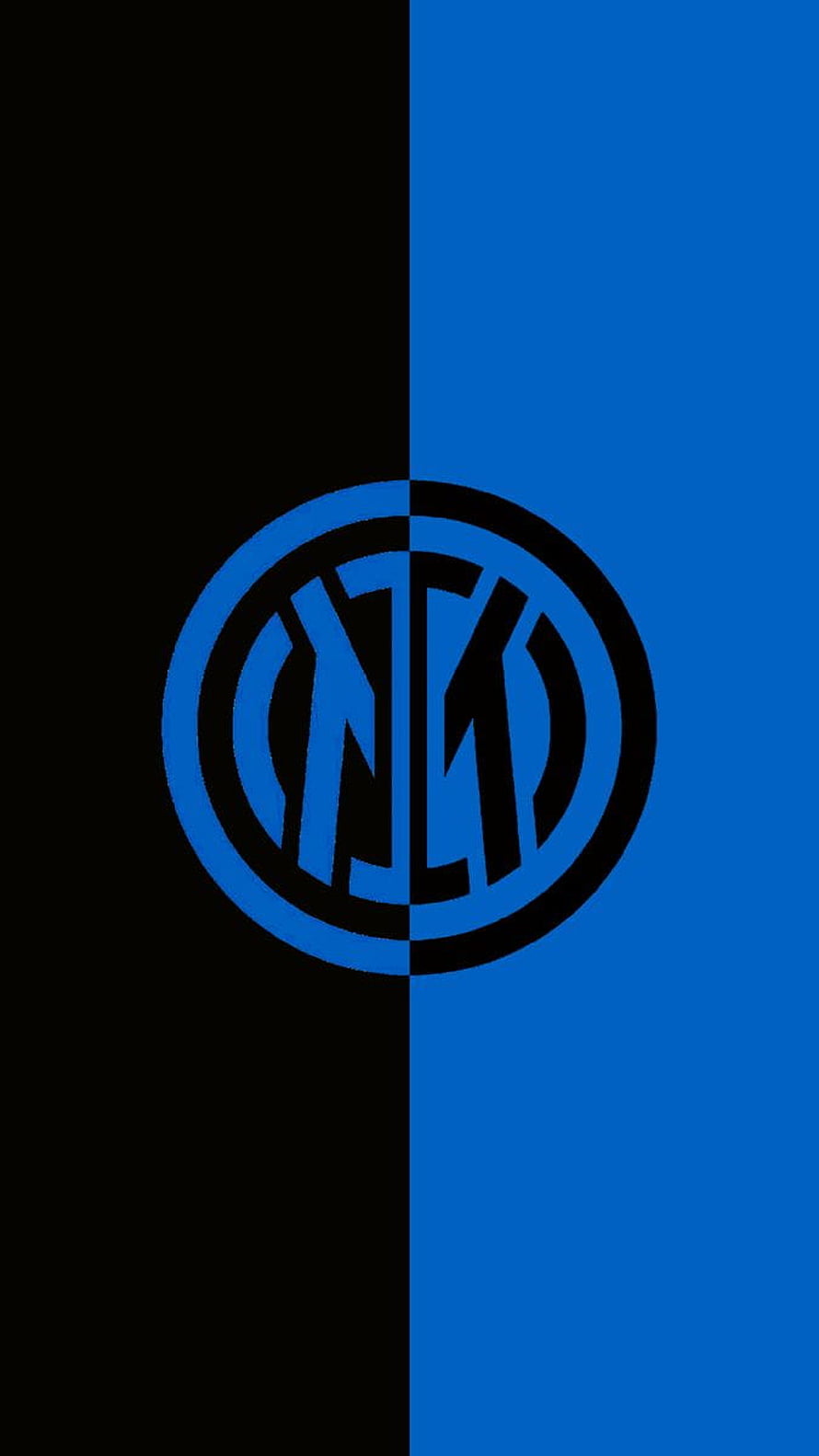 Inter Milan Club Crest on Black and Blue Split Background HD phone wallpaper
