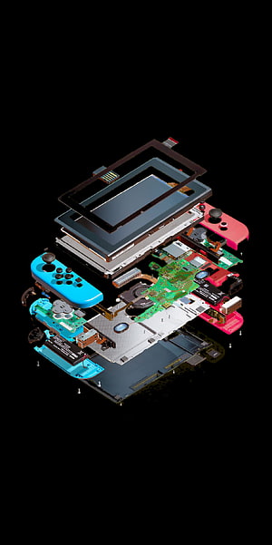 Nintendo Switch OLED Exploded View Internal Components and Circuit Board Layout HD phone wallpaper
