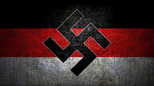 Grungy Swastika Symbol on Black Red and White Flag Background HD wallpaper