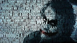 Joker Quotes Typography Wallpaper with Dark Text Collage and Silhouette HD wallpaper