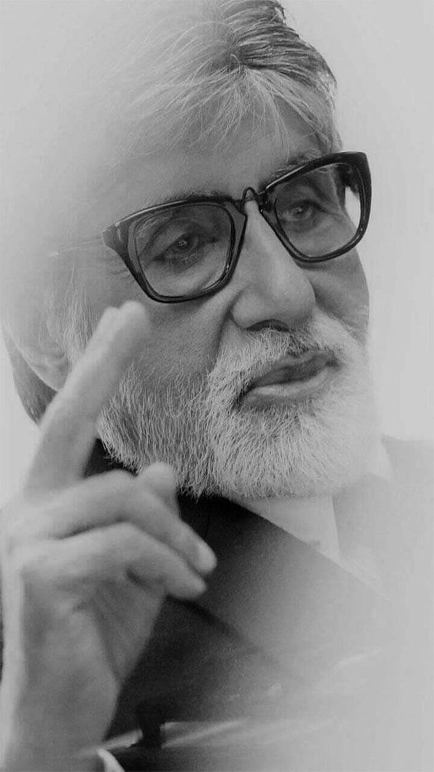 Amitabh Bachchan Black and White Portrait with Glasses and Beard HD phone wallpaper
