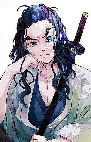 Hotaru Haganezuka Anime Character Portrait with Katana and Traditional Attire HD phone wallpaper