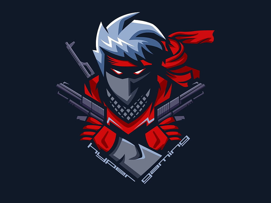 Hyper Gaming Esports Mascot Logo with Crossed Pistols and Red Bandana HD wallpaper