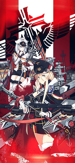 Bismarck and Tirpitz Anime Artwork from Azur Lane with Naval Warships HD phone wallpaper