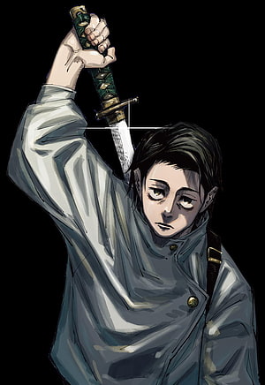 Yuta Okkotsu from Jujutsu Kaisen Holding a Sword in a Dark Anime Illustration HD phone wallpaper