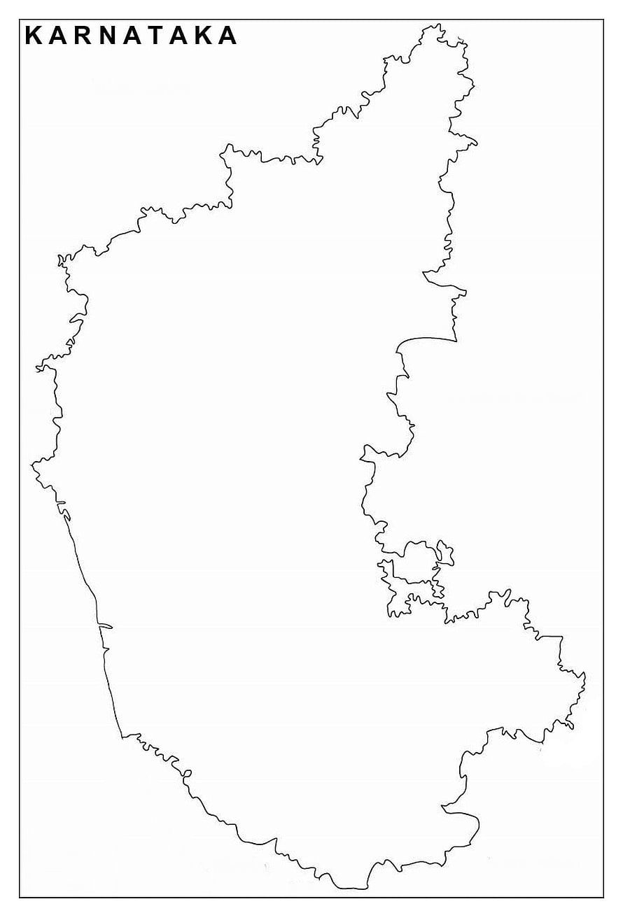 Karnataka State Outline Map with Black Border on White Background HD phone wallpaper