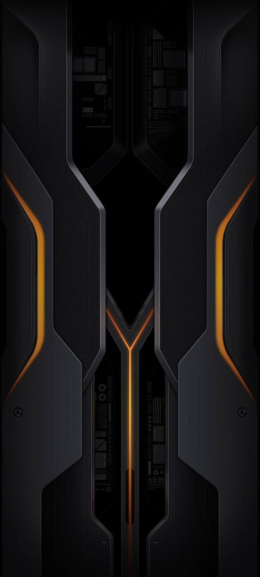 Poco F3 GT Futuristic Dark Tech Design with Orange Neon Accents HD phone wallpaper