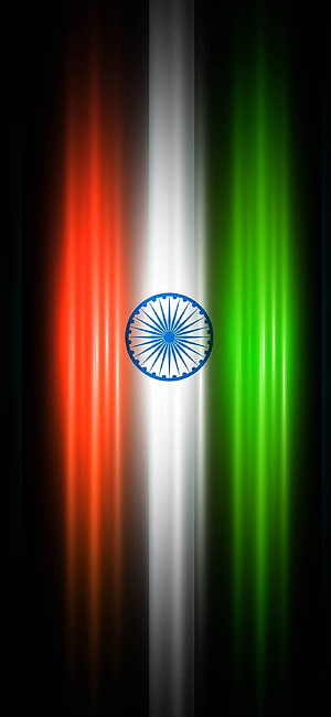 Glowing Indian National Flag with Ashoka Chakra on Dark Background HD phone wallpaper