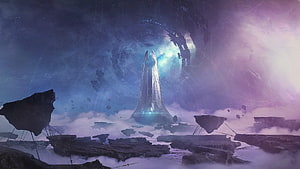 Dreaming City Monolith in Destiny Sci-Fi Fantasy Landscape HD wallpaper