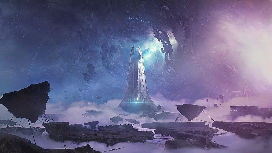 Dreaming City Monolith in Destiny Sci-Fi Fantasy Landscape HD wallpaper