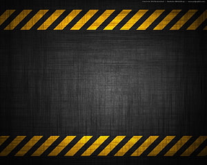 Industrial Hazard Stripes on Dark Textured Metal Background HD wallpaper