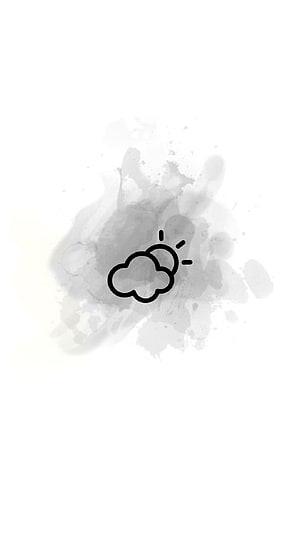 Minimalist Cloud and Sun Line Icon on Watercolor Ink Blot Background HD phone wallpaper