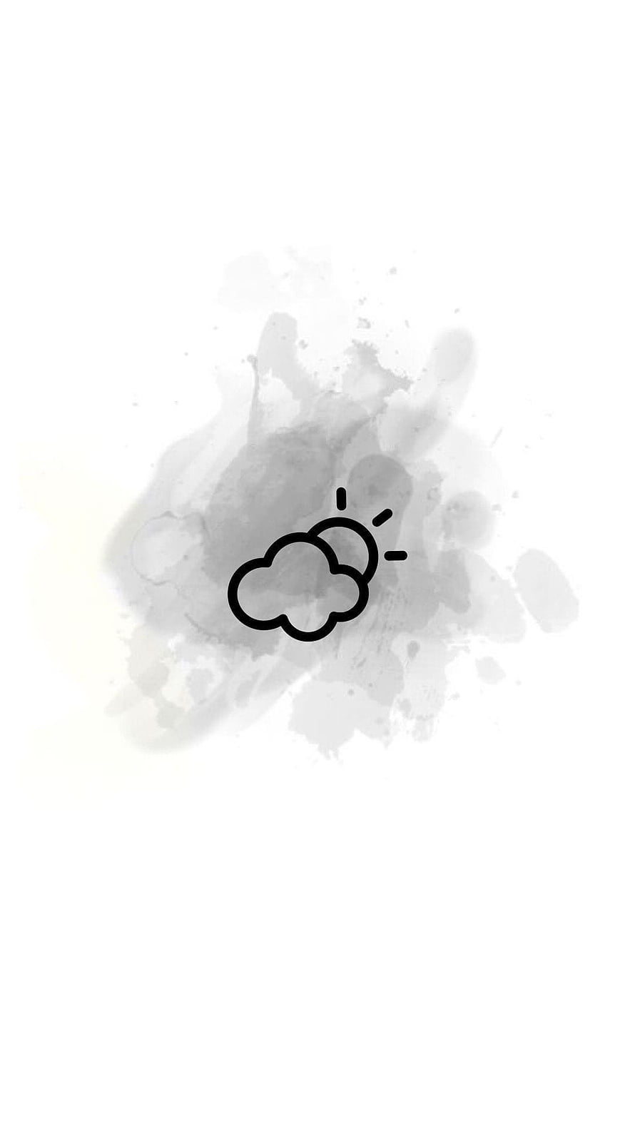 Minimalist Cloud and Sun Line Icon on Watercolor Ink Blot Background HD phone wallpaper
