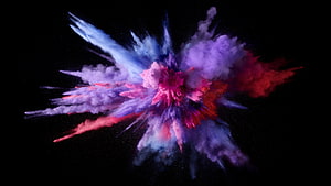 Vibrant Purple and Pink Color Explosion on Black Background HD wallpaper
