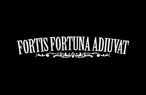 Fortis Fortuna Adiuvat Latin Motto in Elegant White Typography on Black Background HD wallpaper