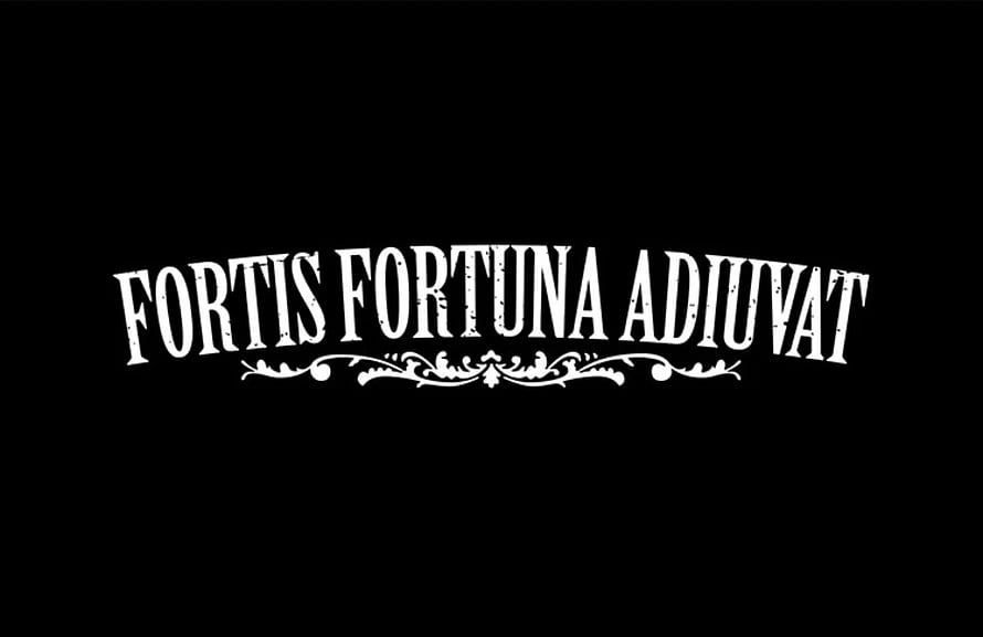 Fortis Fortuna Adiuvat Latin Motto in Elegant White Typography on Black Background HD wallpaper