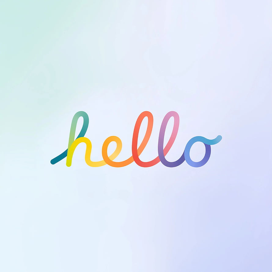Colorful Rainbow Hello Script on Soft Pastel Gradient Background HD phone wallpaper