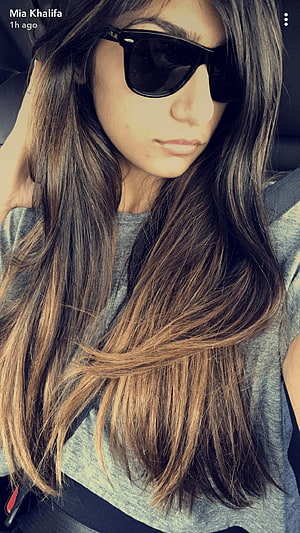 Mia Khalifa Wearing Black Sunglasses With Long Brown Hair HD phone wallpaper