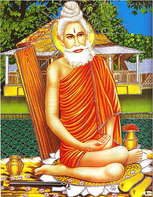 Lokenath Baba Meditating in Traditional Indian Painting Style HD phone wallpaper