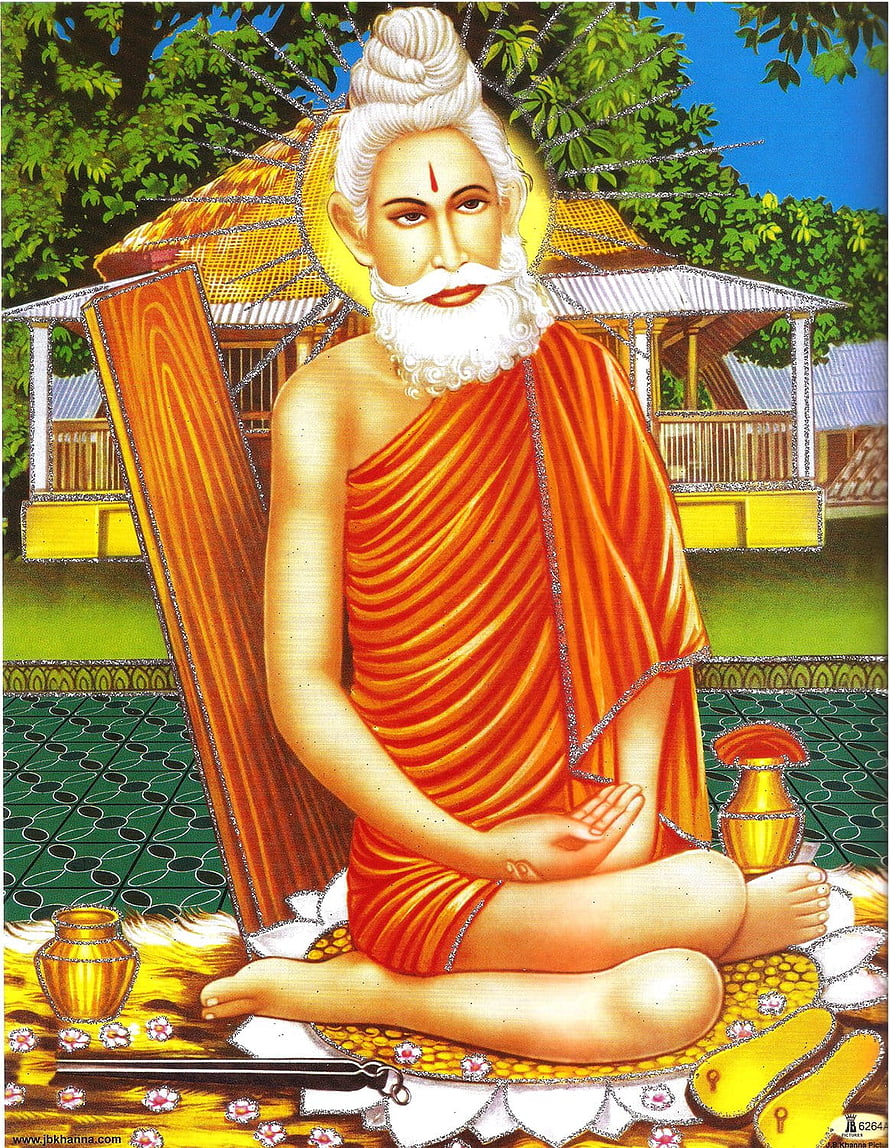 Lokenath Baba Meditating in Traditional Indian Painting Style HD phone wallpaper