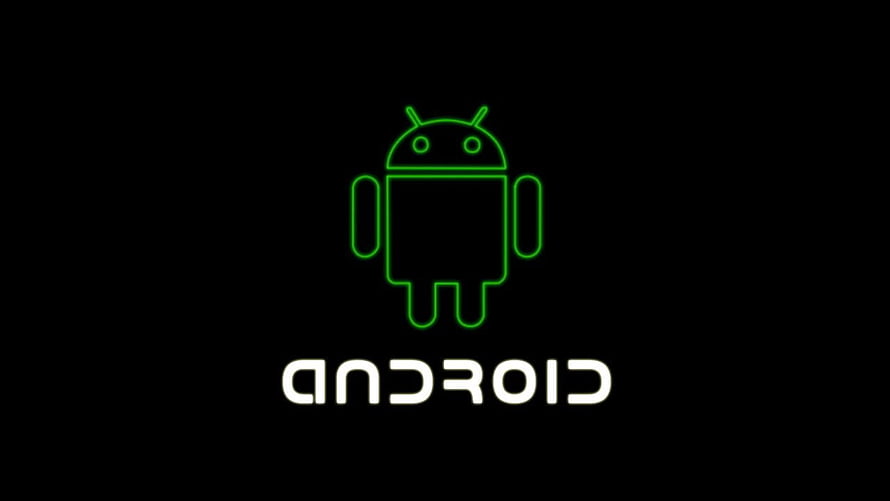 Glowing Green Android Robot Logo on Black Background HD wallpaper